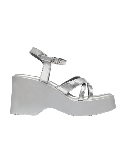 Zina Silver Wedge Heels