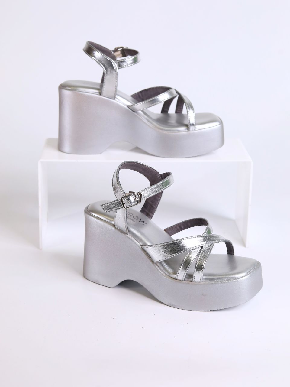 Zina Silver Wedge Heels