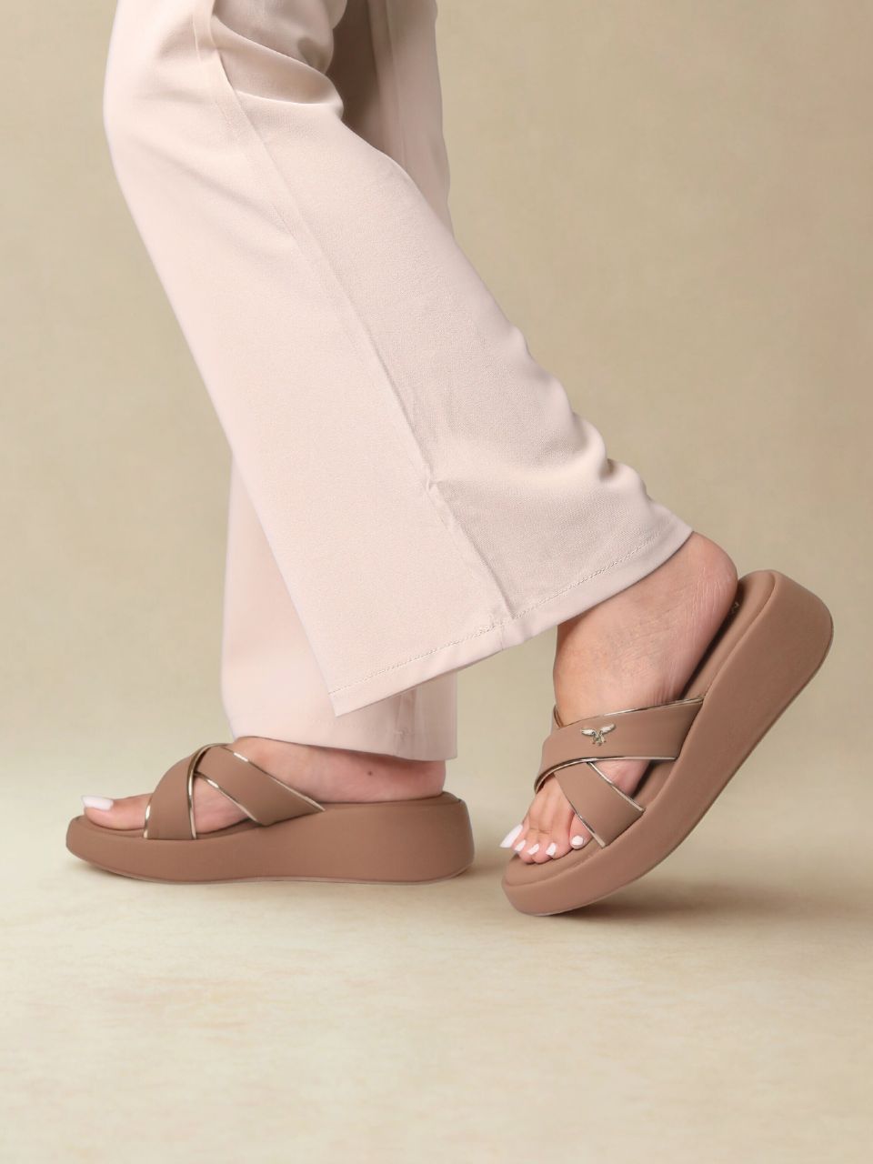 Anne Beige Wedge Heels