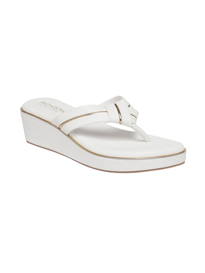 Aven White Wedge Heels