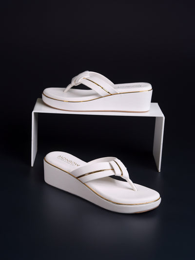 Aven White Wedge Heels