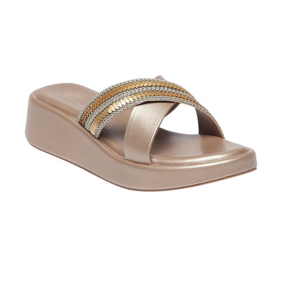 Zyra Gold Wedge Heels