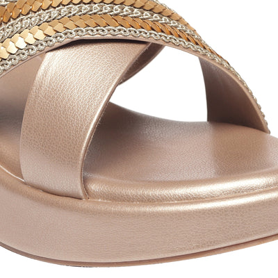 Zyra Gold Wedge Heels