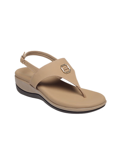 Niva Beige Wedge Heels
