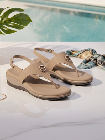 Niva Beige Wedge Heels
