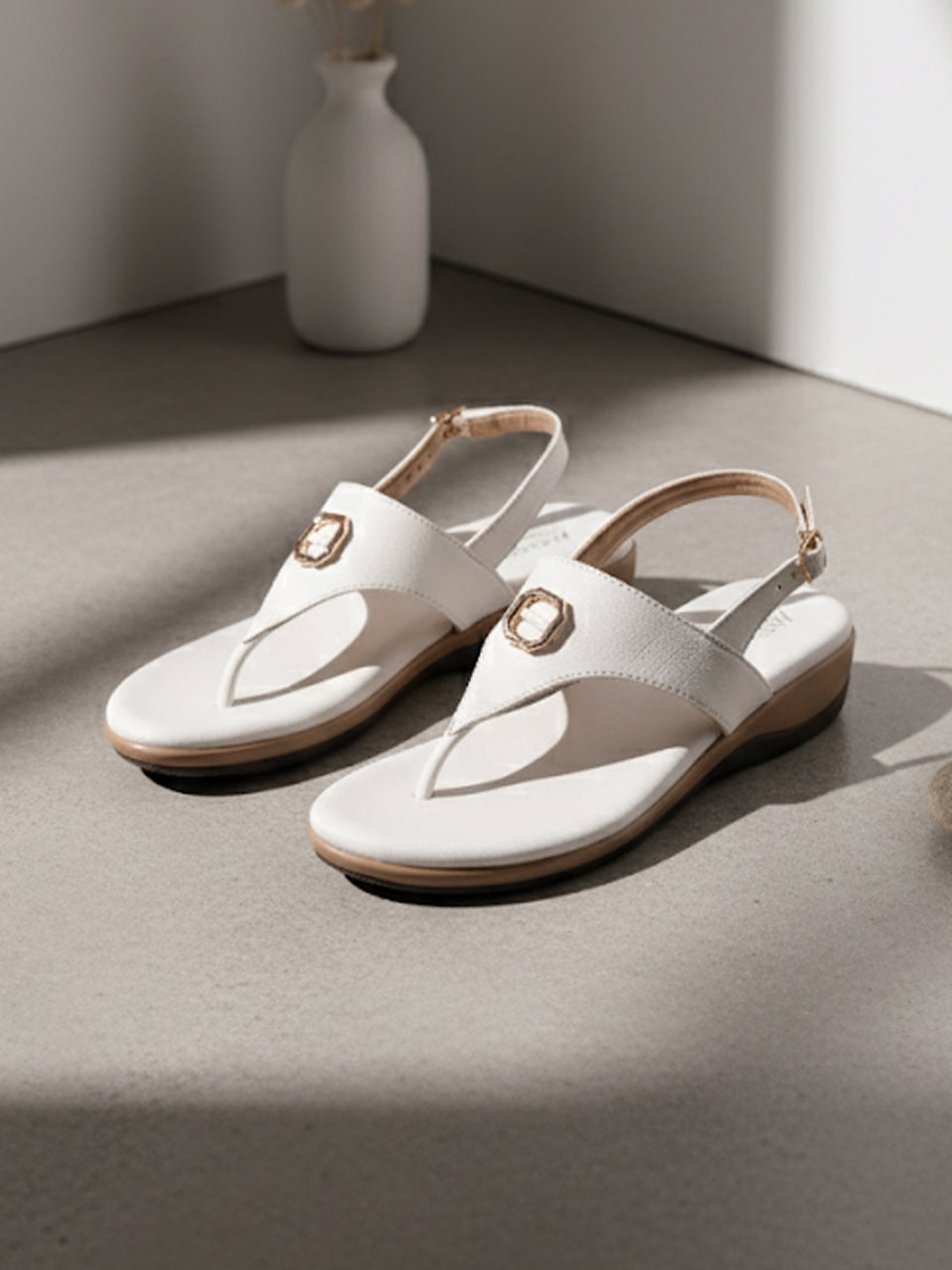 Niva White Wedge Heels