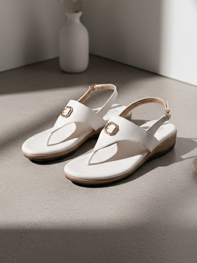 Niva White Wedge Heels