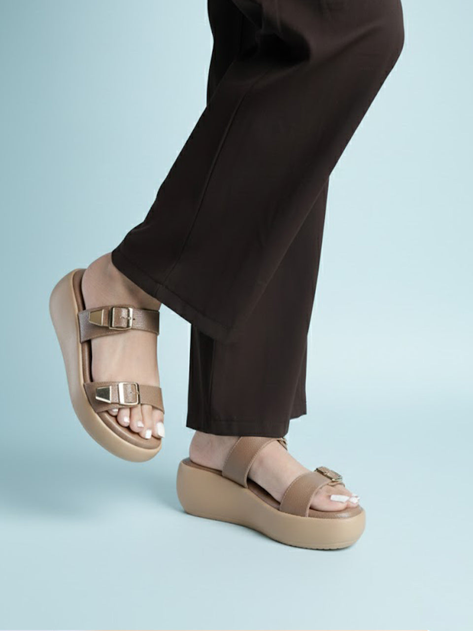 Zinnia Dark Beige Wedge Heels