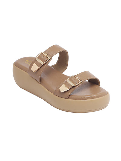 Zinnia Dark Beige Wedge Heels