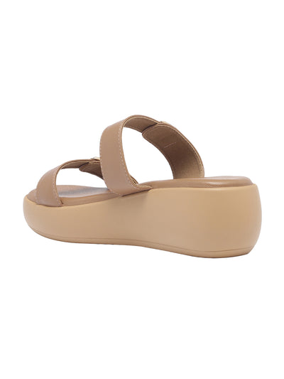 Zinnia Dark Beige Wedge Heels