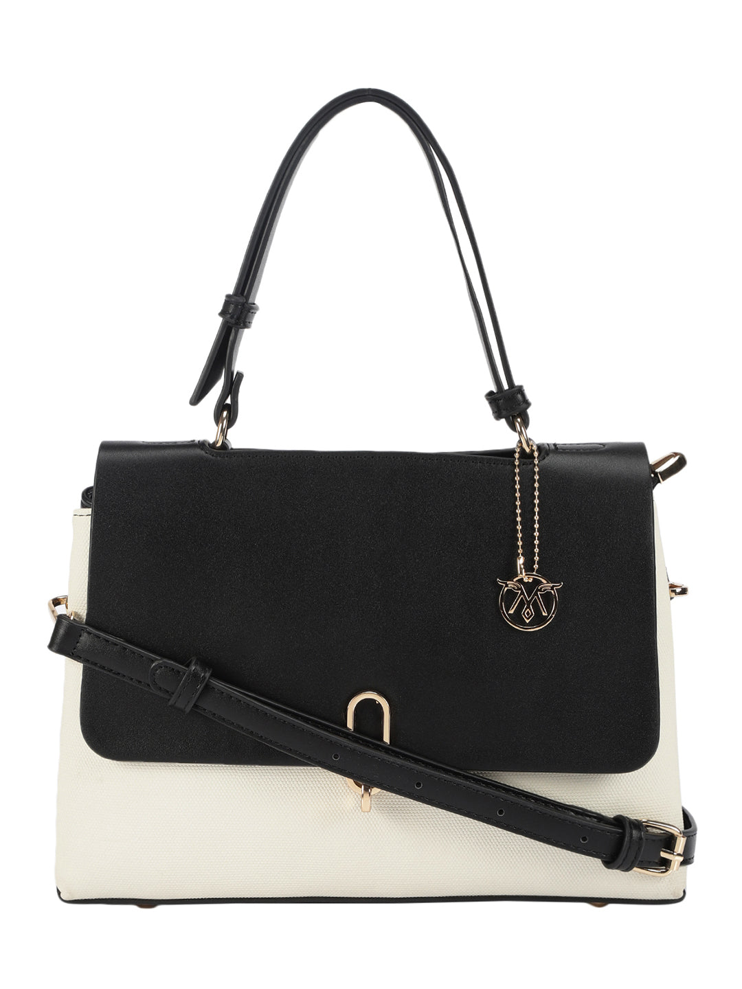 Biluxe Black And White Satchel Bag