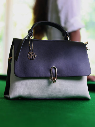 Biluxe Black And White Satchel Bag