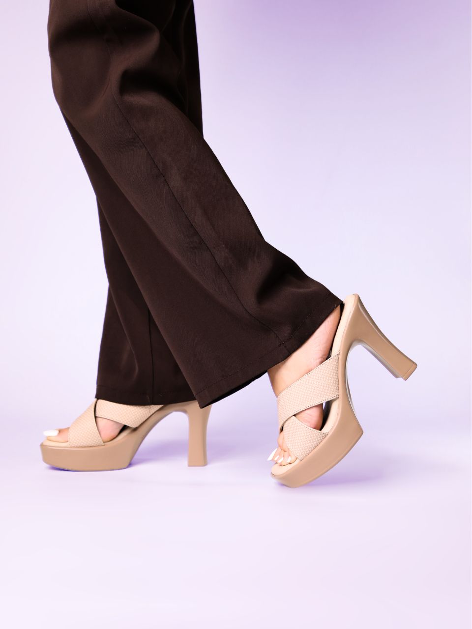 Drew Beige Platform Heels