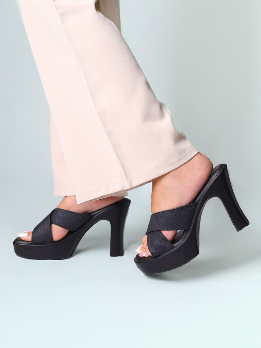 Drew Black Platform Heels