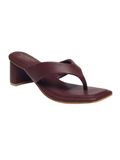 Serena Maroon Block Heels