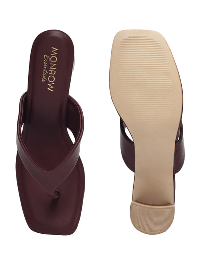 Serena Maroon Block Heels