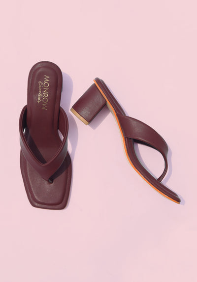 Serena Maroon Block Heels