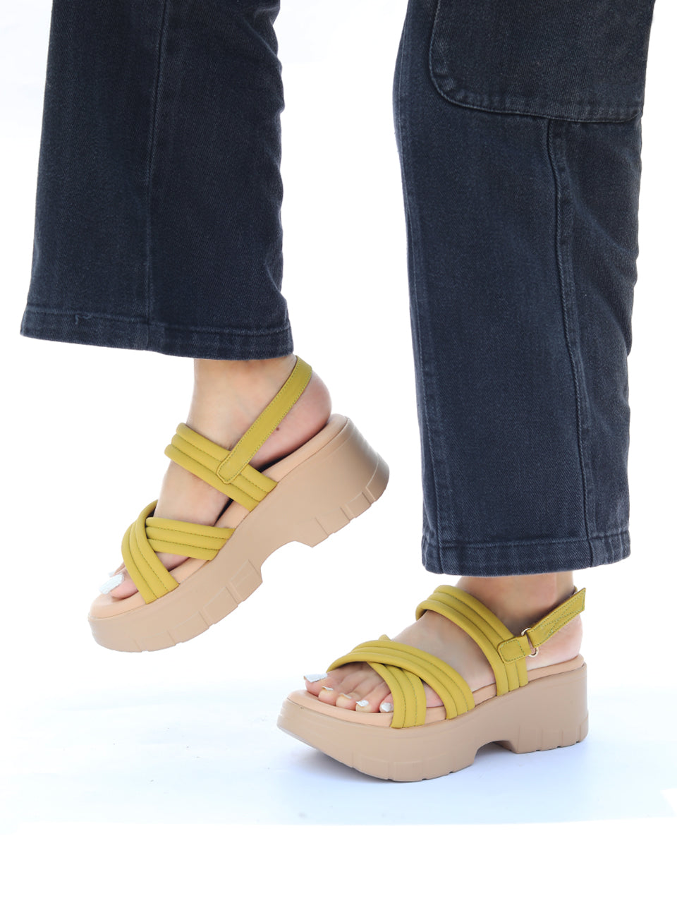 Jolie Yellow Flatform Heels – Monrow Shoes