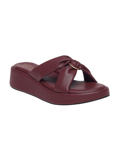 Alani Maroon Wedge Heels