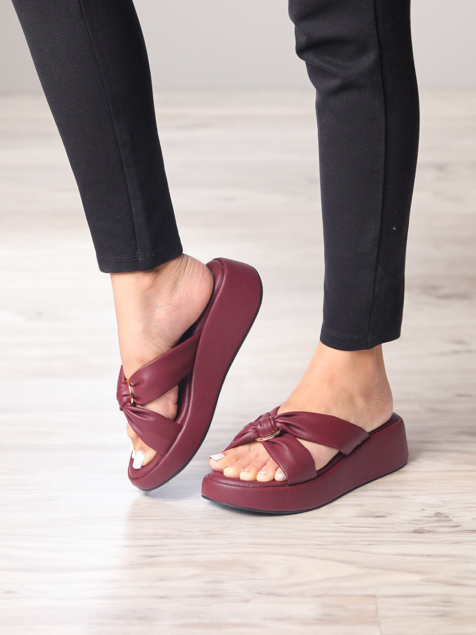 Alani Maroon Wedge Heels