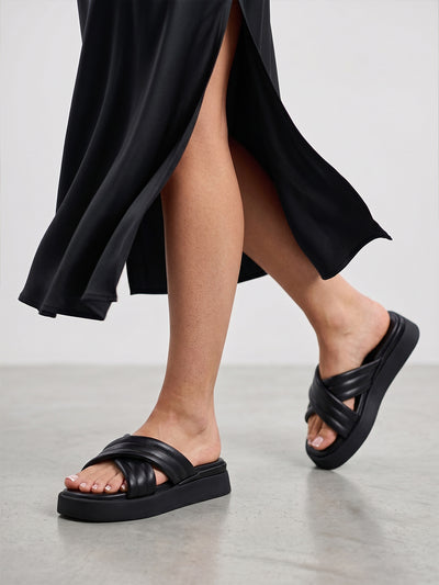 Luma Black Wedge Heels