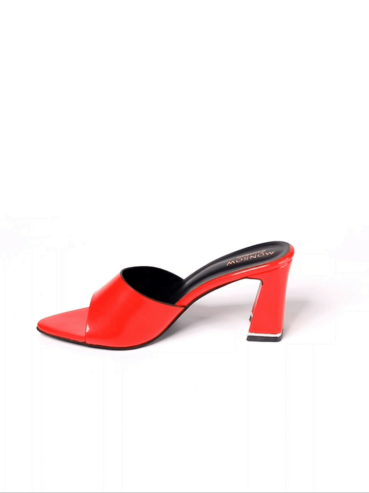 Block Heel Zara Square Toe Heels Orange Zara Leather High Heel