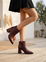 Emery Maroon Block Heel Boots