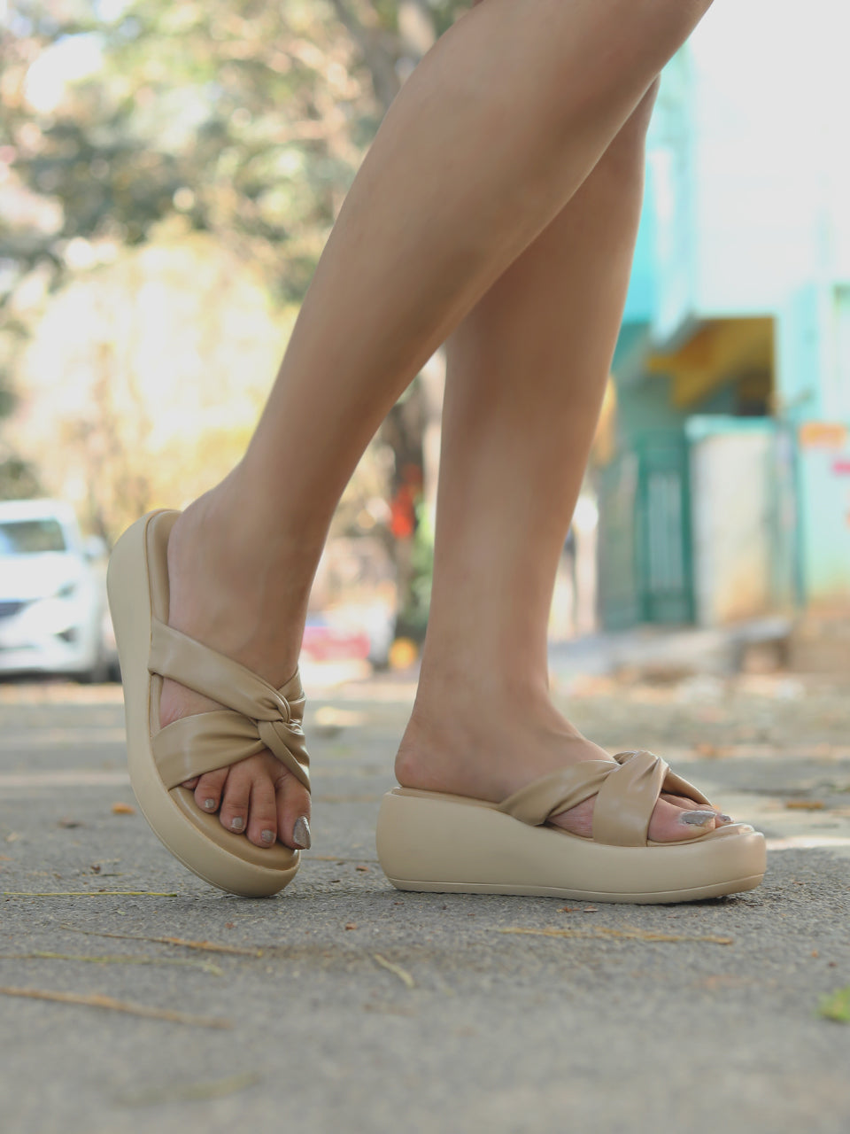 Galima Beige Flatform Heels