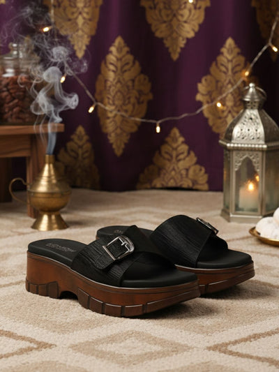 Ziva Black Wedge Heels