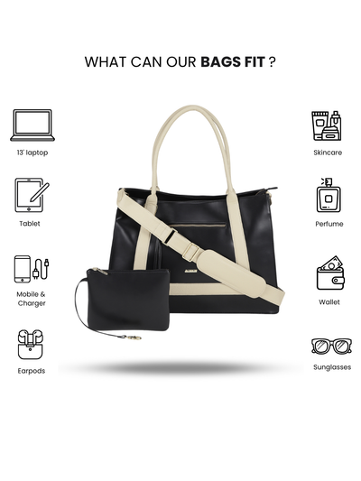 Dua Black Laptop Bag With Pouch Bag