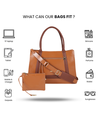 Dua Tan Laptop Bag With Pouch Bag