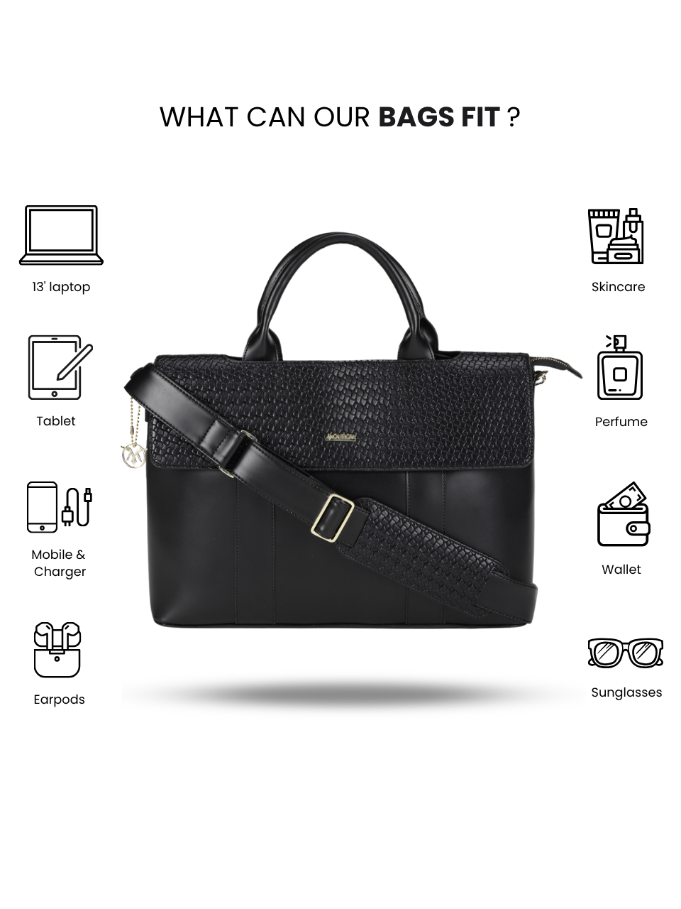 Kyoto Black Laptop Bag
