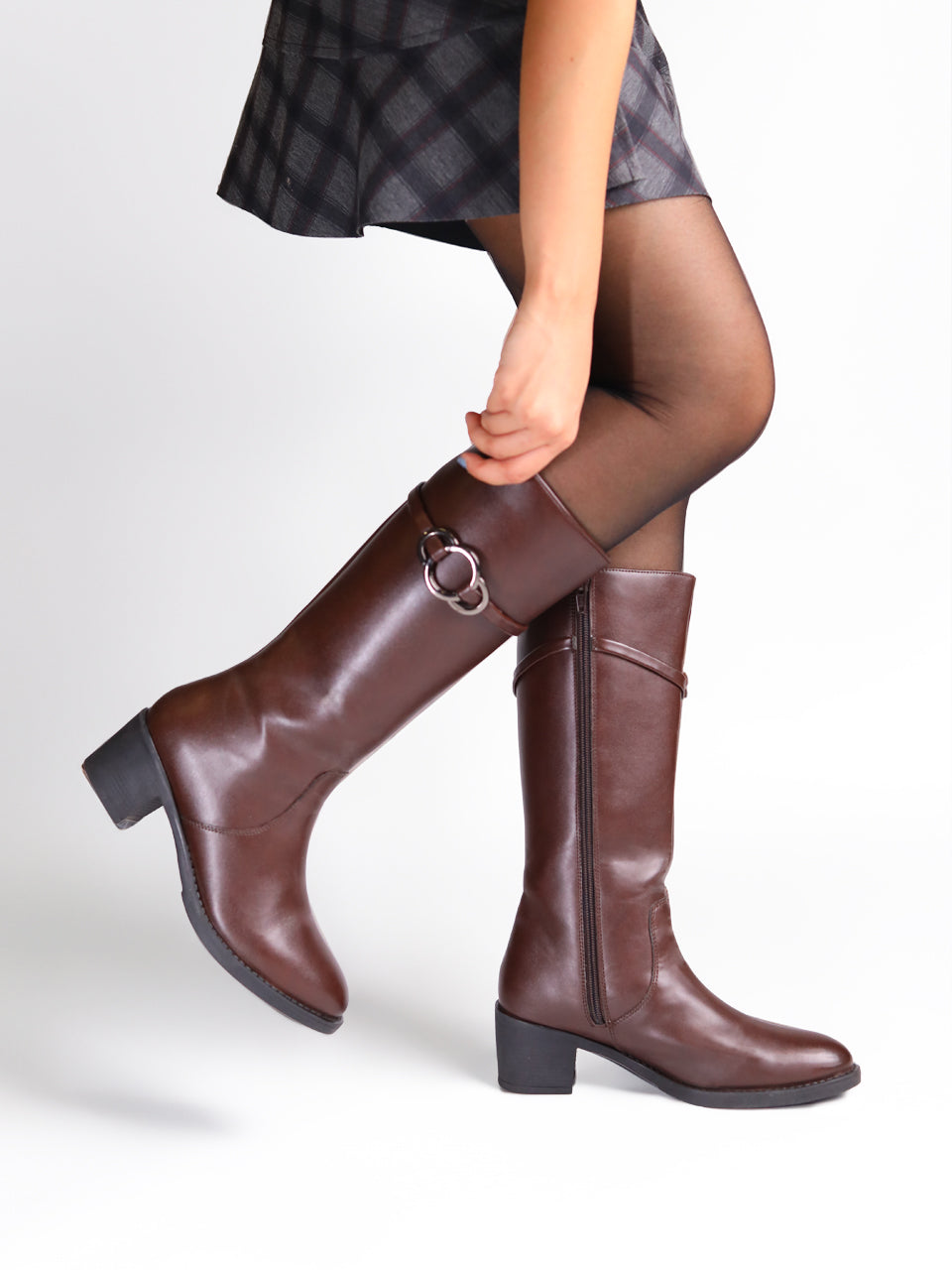 Kinsley Brown Block Boots
