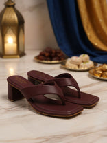 Serena Maroon Block Heels