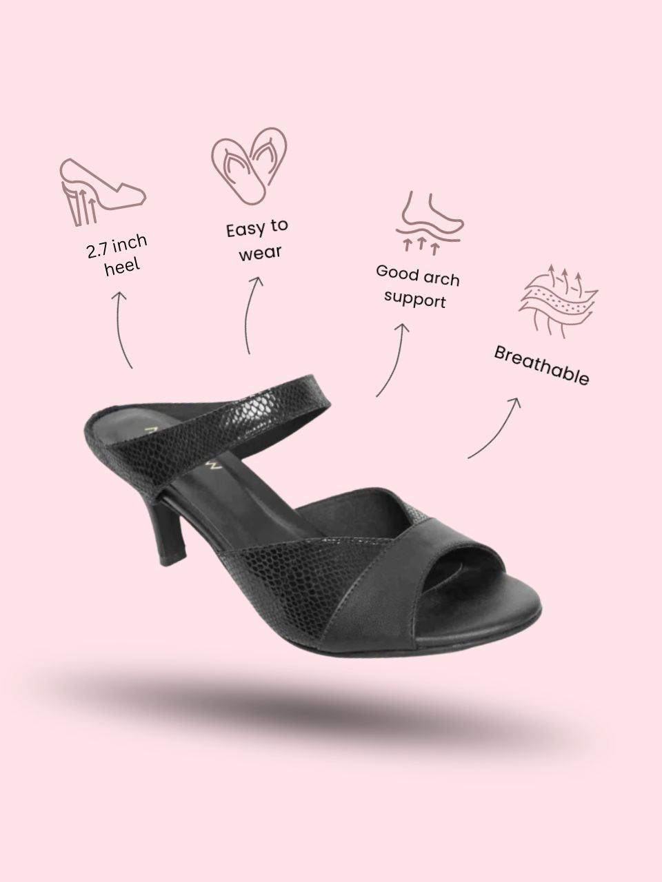 Regina Black Kitten Heel