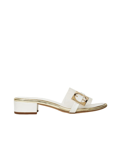 Alaya White Block Heel