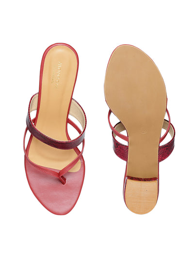 Skyla Maroon Block Heel