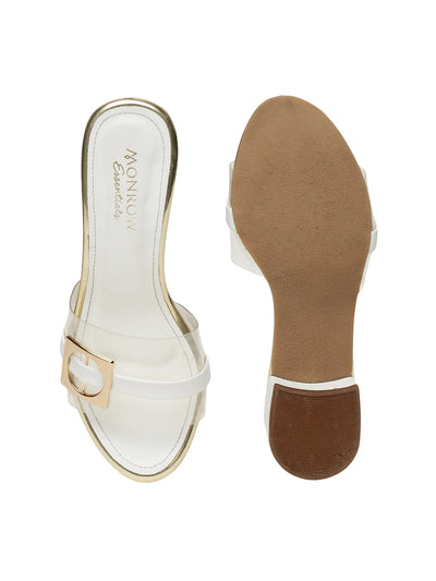 Alaya White Block Heel