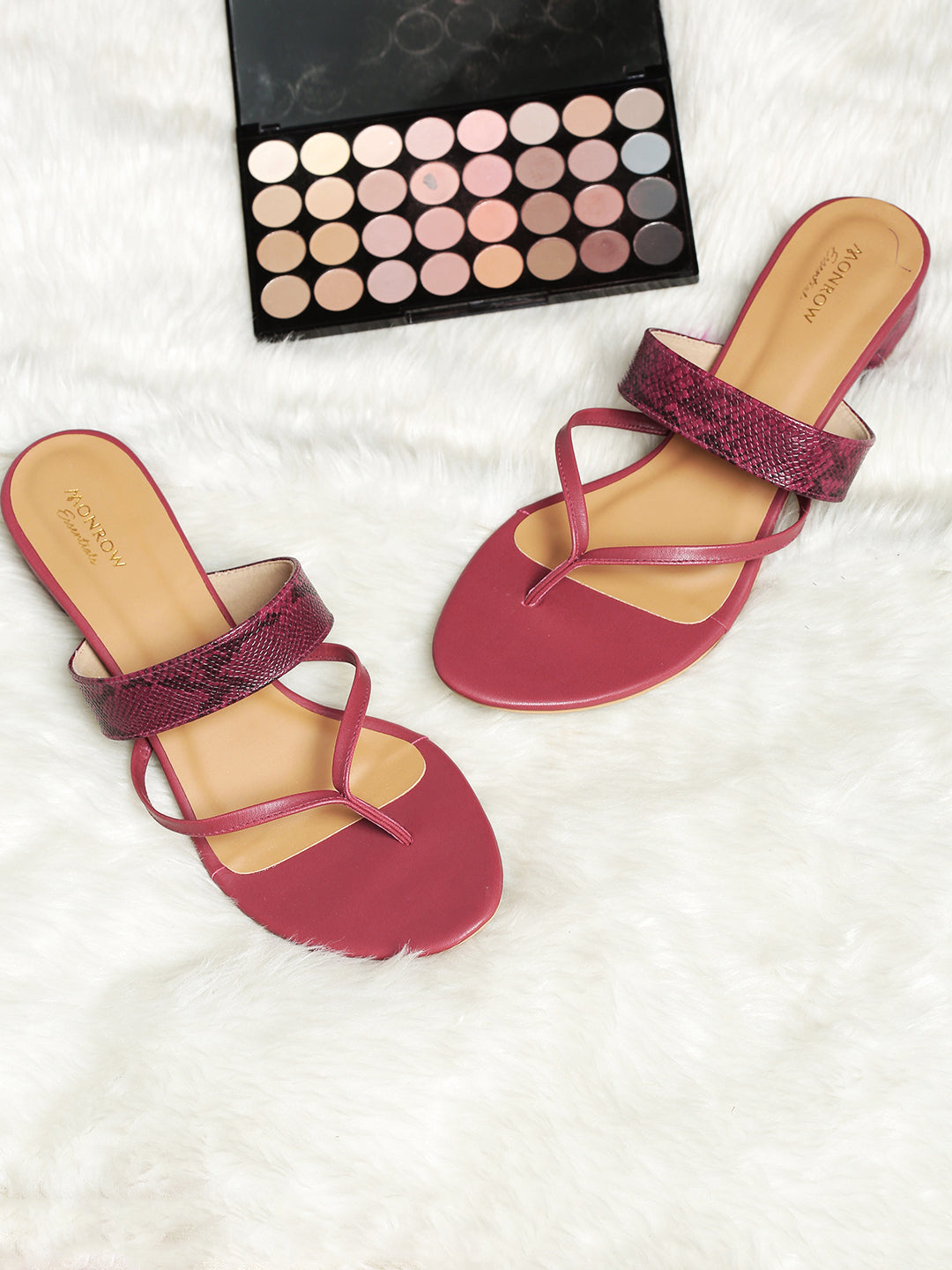 Skyla Maroon Block Heel