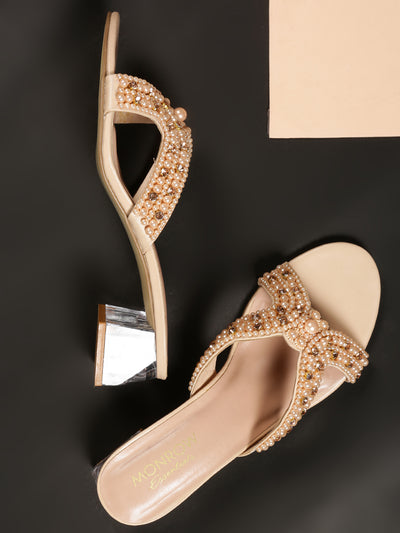 Milla Beige Block Heels