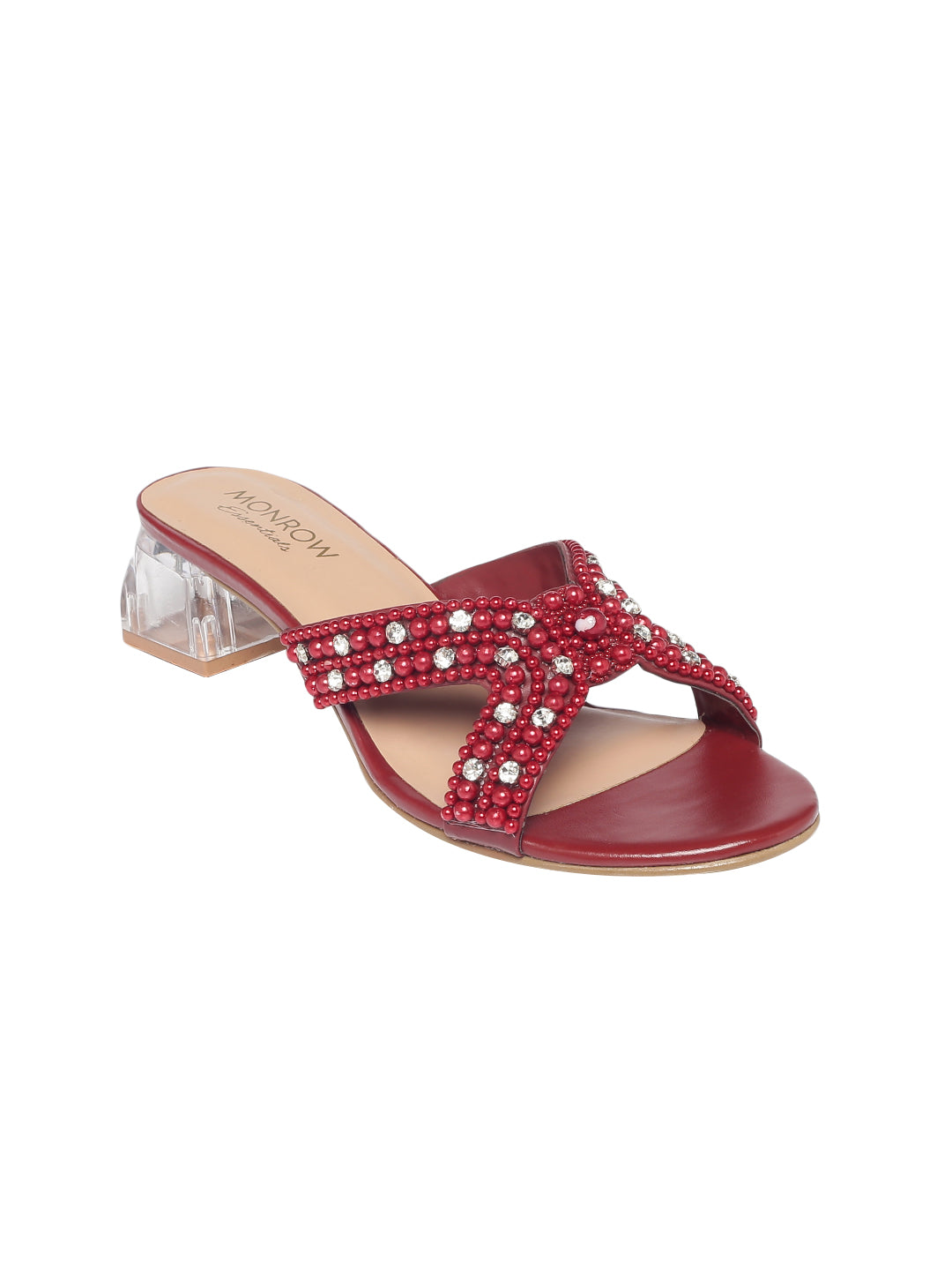 Milla Maroon Block Heels