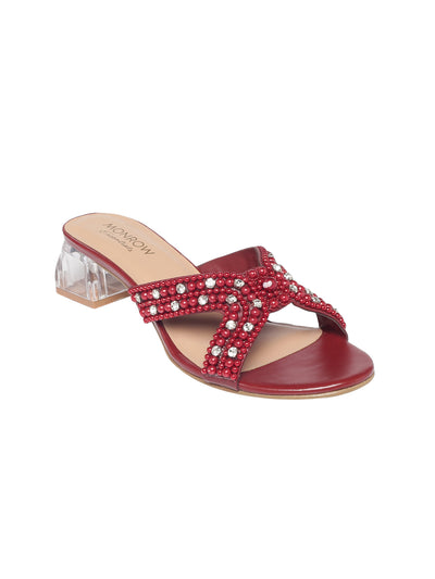 Milla Maroon Block Heels