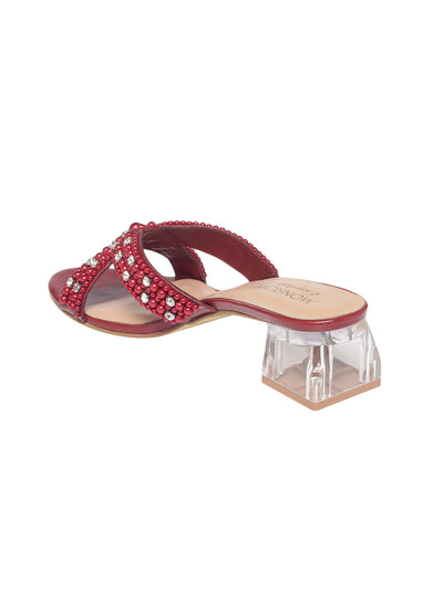 Milla Maroon Block Heels