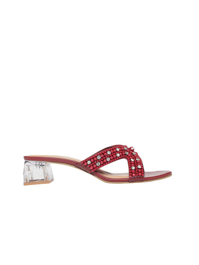 Milla Maroon Block Heels