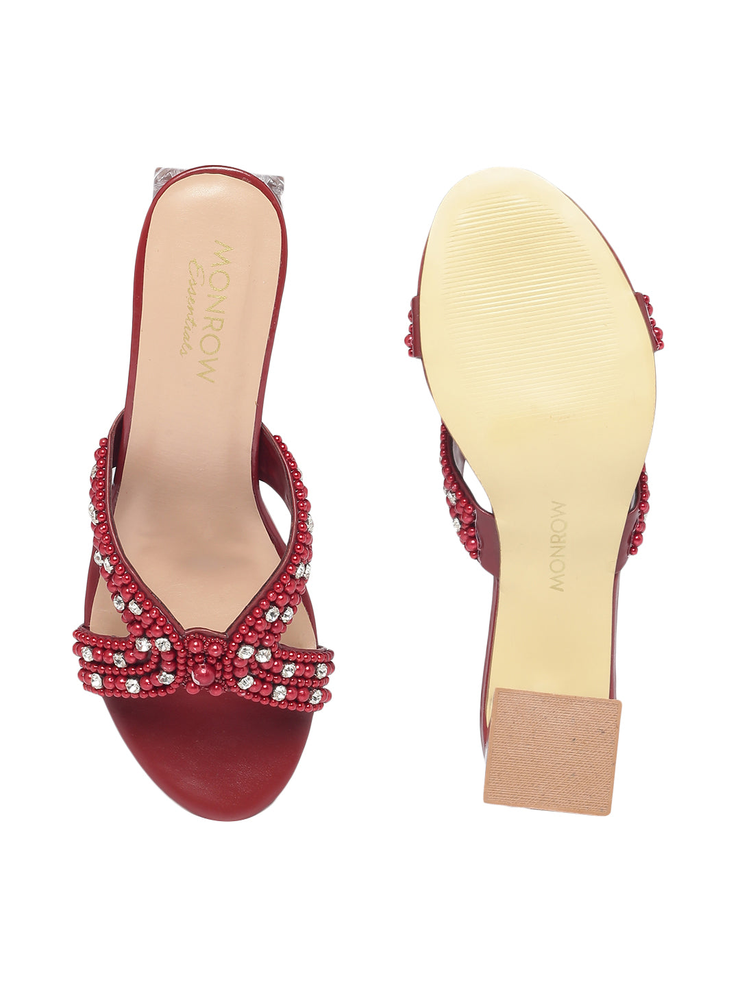 Milla Maroon Block Heels