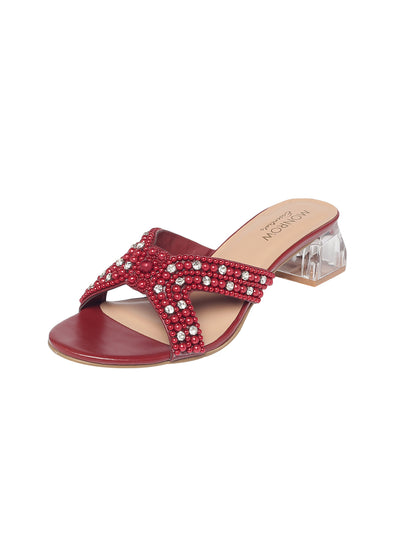 Milla Maroon Block Heels
