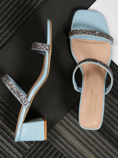 Soriya Blue Block Heels