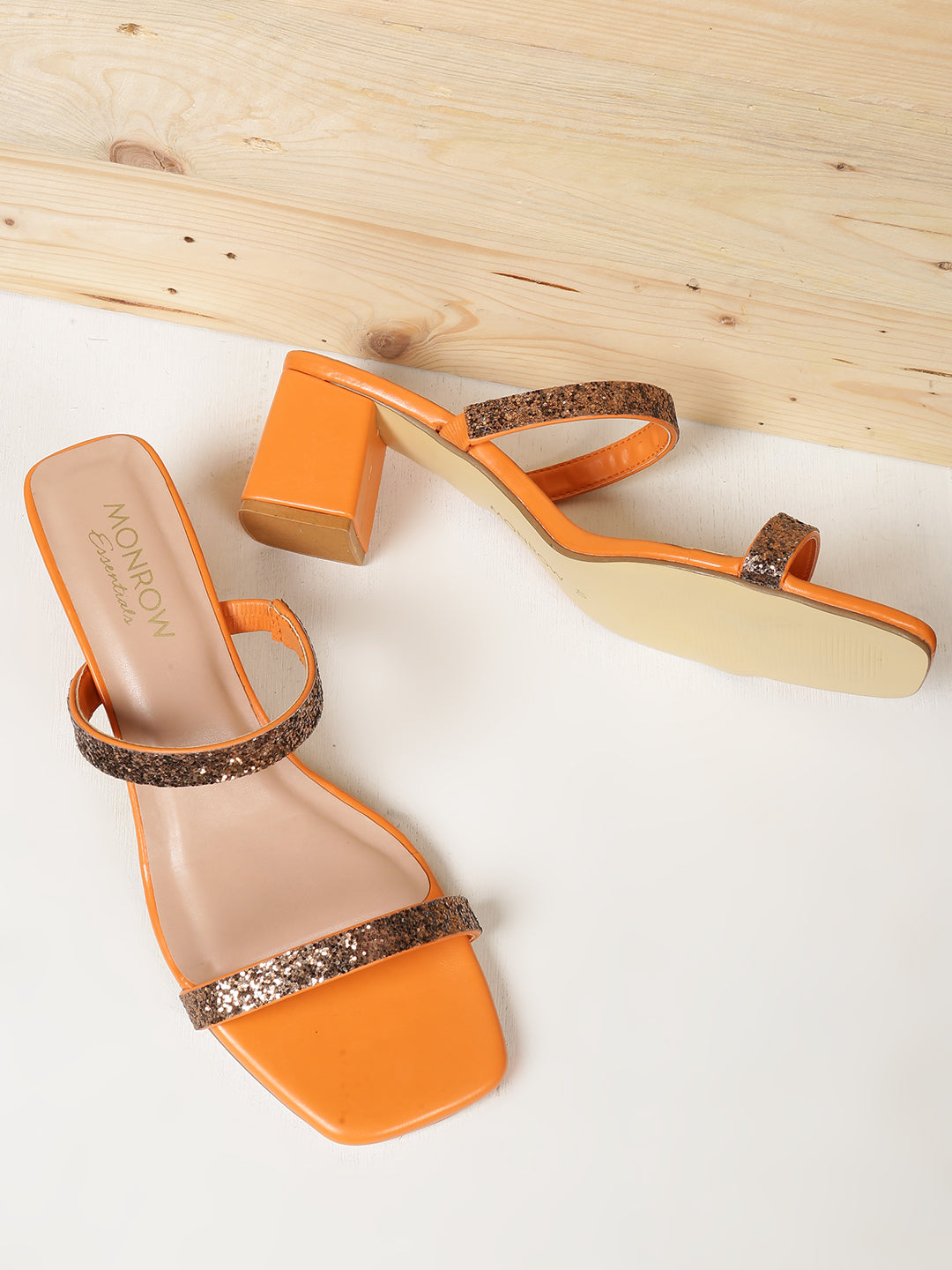 Soriya Orange Block Heels