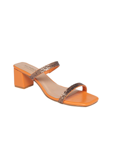 Soriya Orange Block Heels