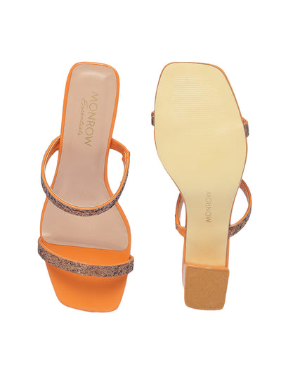 Soriya Orange Block Heels